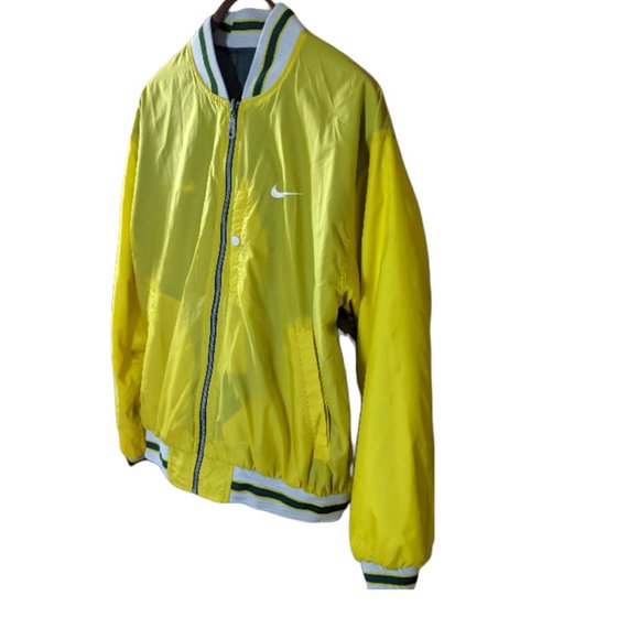 Retro Y2K Nike Varsity Style Reversible Windbreaker Green / Yellow - Large - Picture 9 of 15